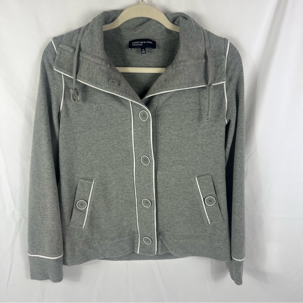 Jones New York Gray Jacket with White Trim